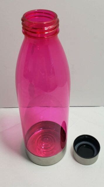 Mainstays 22 Oz Plastic Water Bottle With Stainless Steel Top And Base Pink New Ebay