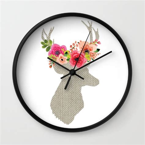 Deer Clock Large Wall Clock Wooden Wall Clock Decorative Etsy