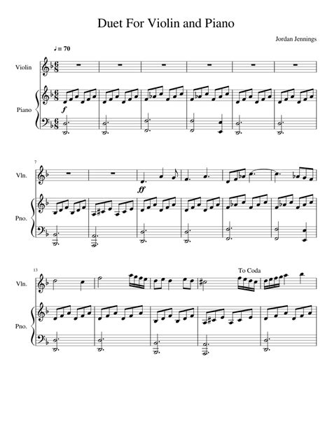 Updated Duet For Violin And Piano Sheet Music For Piano Violin Solo