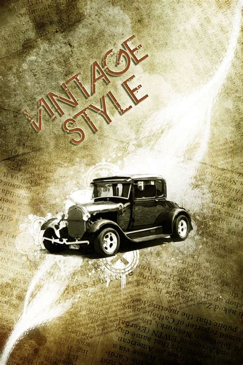 Design A Vintage Car Poster With Grunge Texture Font And Brushset In