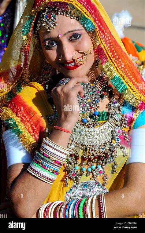 Woman Wearing Rajasthani Traditional Jewellery And Costume Rajasthan