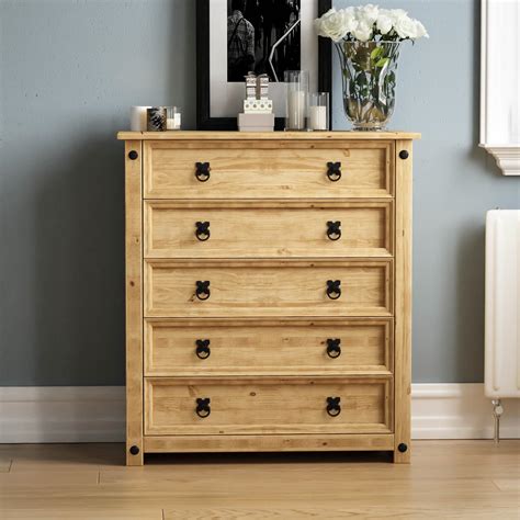 Corona 1 3 4 5 Drawer Chest Rustic Mexican Solid Waxed Pine Bedroom