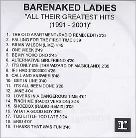 Barenaked Ladies All Their Greatest Hits 1991 2001 Uk Promo Cd R Aceta —