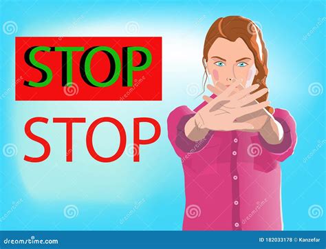 Assertive Professional Young Woman Gesturing No Or Stop Stock Vector