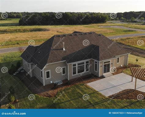 New Home Construction From Above Aerial View Of Suburban House
