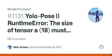 Yolo Pose RuntimeError The Size Of Tensor A 18 Must Match The