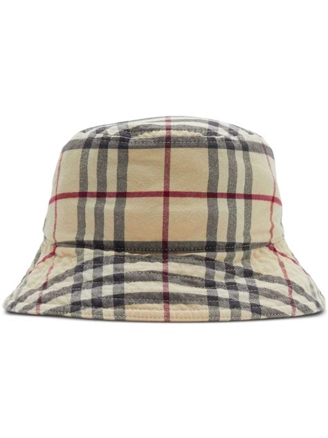 Burberry Vintage Check Pattern Cotton Bucket Hat Farfetch