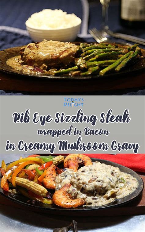 Served with your choice of two sides. Sizzling Steak in Mushroom Gravy | Rib roast recipe, Beef recipes, Steak