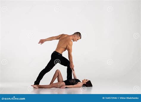 Duo Of Two Dancers Showing Pose Isolated On White Stock Photo Image Of Circus Women