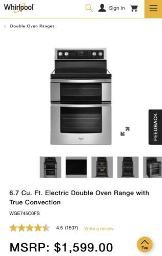 67 Cu Ft Electric Double Oven Range With True Convection Wge745c0fs