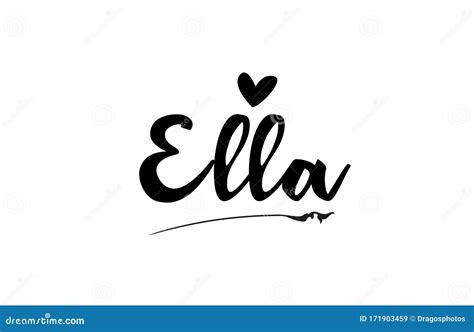 Ella Name Text Word With Love Heart Hand Written For Logo Typography Design Template Cartoon