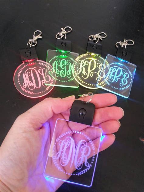 Personalized Led Acrylic Keychain Monogram Keychain T Etsy