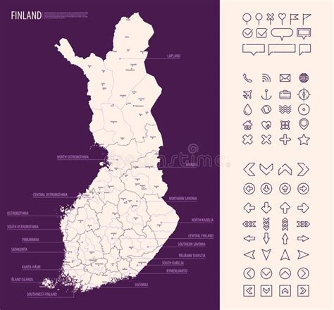 Finnische Landkarte Der Regionen Vektor Abbildung Illustration Von