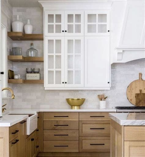 Bungalow kitchen with images white oak kitchen oak kitchen. A winning combination. 🏆 The natural wood drawers and shelves compliment the clean white ...