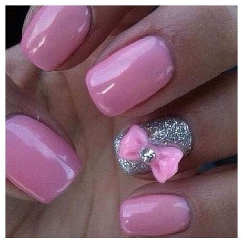Pink Bow And Sparkles Cute Pink Nails Pink Nail Designs Nails
