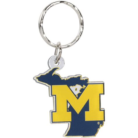 Michigan Wolverines State Shape Keychain