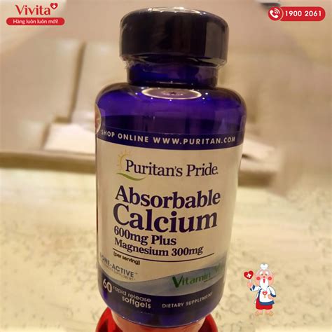Puritans Pride Absorbable Calcium 600mg Plus Magnesium Xương Khớp
