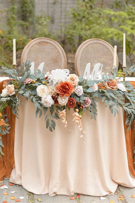 9ft Flower Garland For Sweethearthead Table Sunset Terracotta