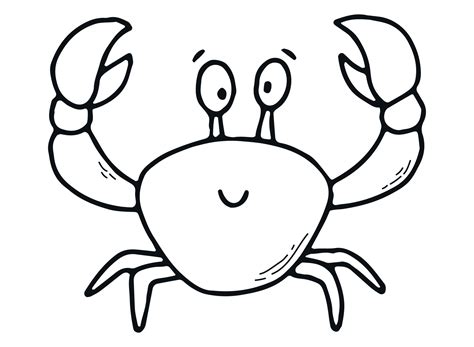 Cute Hand Drawn Crab For Kids Coloring Sheets Books Prints Cards
