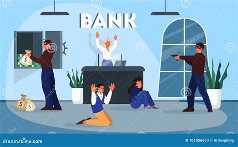Cartoon Style Illustration Of A Bank Robbery Stock Vector