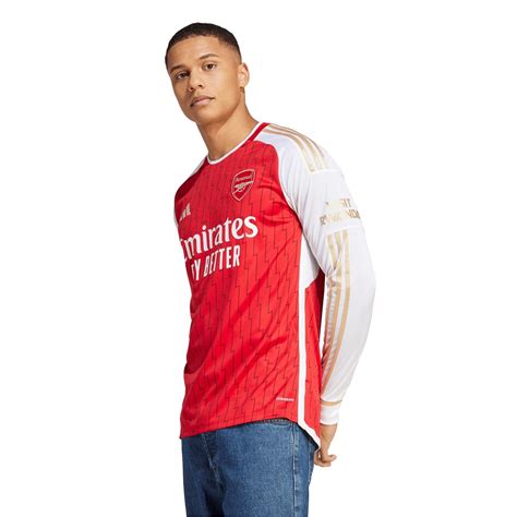 Adidas Arsenal Long Sleeve Home Shirt 2023 2024 Adults Redwhite