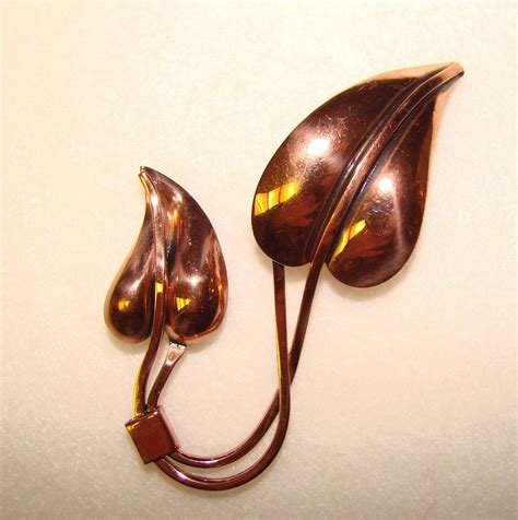 Gorgeous Renoir Signed Vintage Copper Leaf Brooch From Jewelpigs On