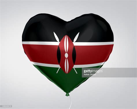 Computer Generated Heart Shape Balloon Flag Vlag Kenia Poster