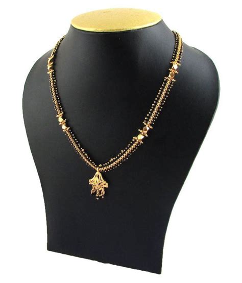 Indian Mangalsutra K Gold Plated Black Beads Traditional Necklace