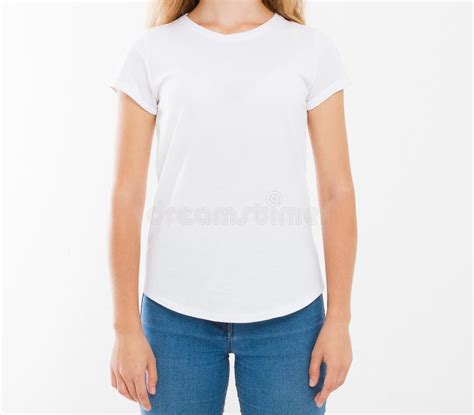 Closeup White Tshirt On A Girl With Perfect Body Stock Image Image Of