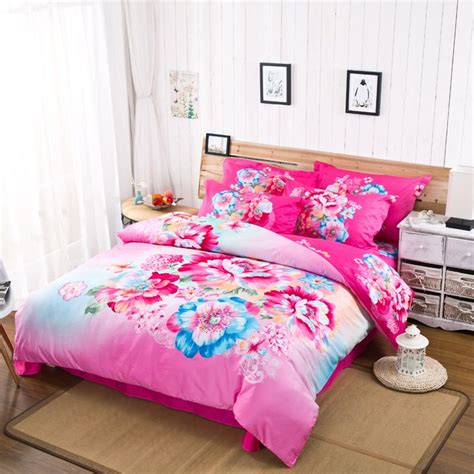 It's no too thick, but it's a cool comforter for the summer. 3D Watercolor Flowers Bedding Set Hot Pink Bed Sheets ...