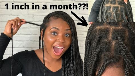 1 Month Hair Growth With Knotless Braids How I Grow My 4c Hair Fast And