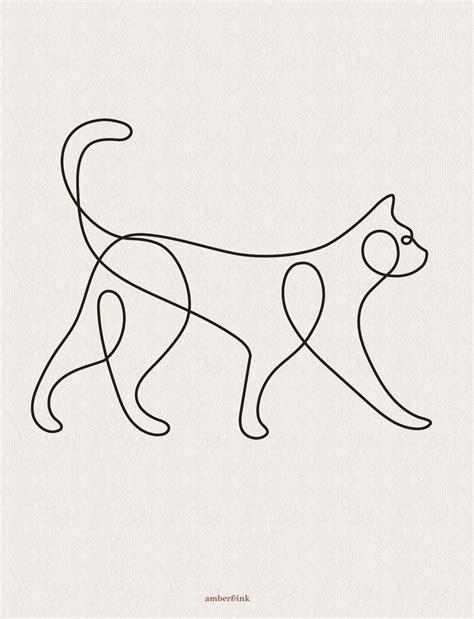 Minimalist Cat Illustrations Four Elegant One Line Cats Cat Art