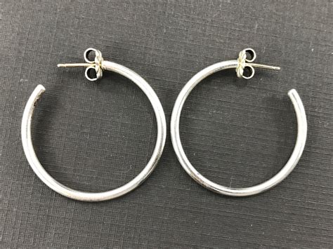 Tiffany And Co Sterling Silver 30mm Hoop Earrings Queen May