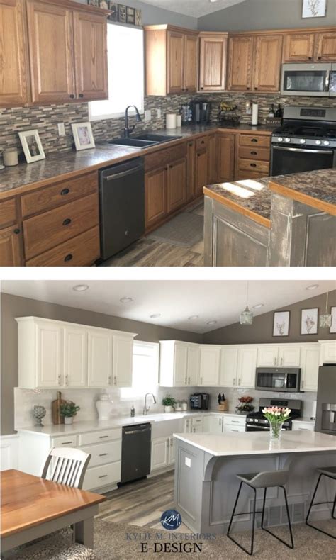 Oak Kitchen Before And After Painted Cabinets In Benjamin Moore White