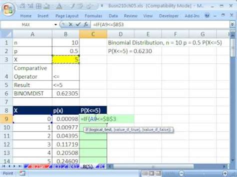 For example, you may want to know what. Excel Statistics 64: Cumulative BINOMDIST with IF Function ...