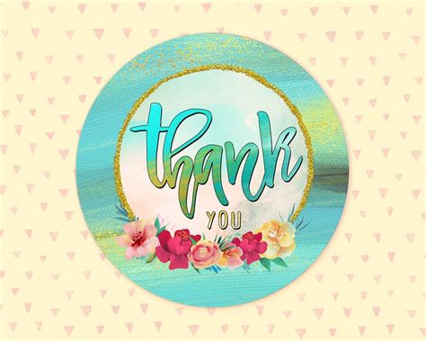 Watercolor Floral Thank You 2 Circle Stickers Tropical Etsy