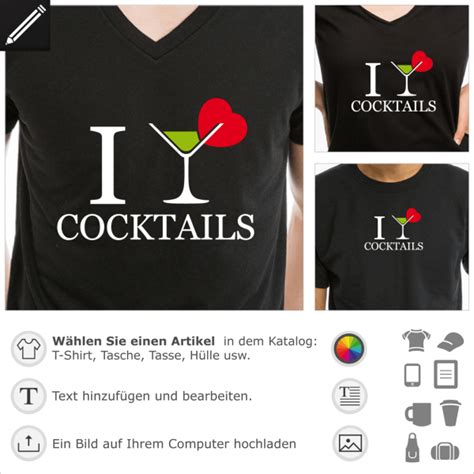 gestalte dein cocktail t shirt i love cocktails design trinken t shirts