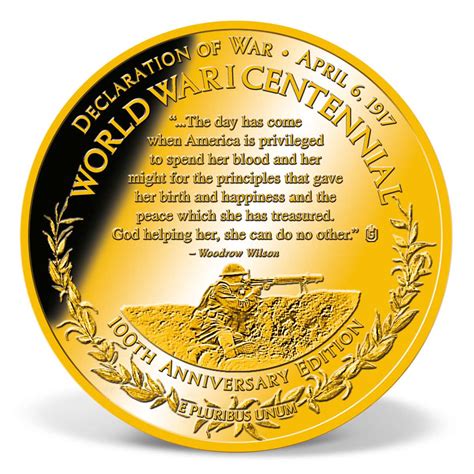 World War I Centennial Commemorative Coin Gold Layered Gold