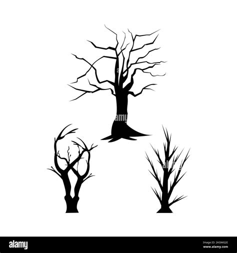 Halloween Spooky Dead Tree Design With Black Color Scary Tree Vector