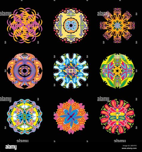 Set Of Vector Ornamental Round Pattern Elements Colorful Vector