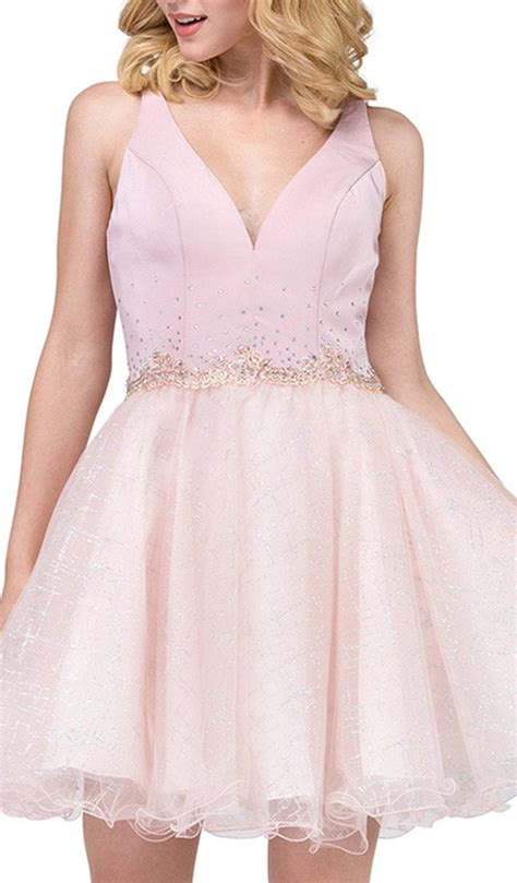 Dancing Queen 3019 Crystal Beaded Lace A Line Homecoming Dress