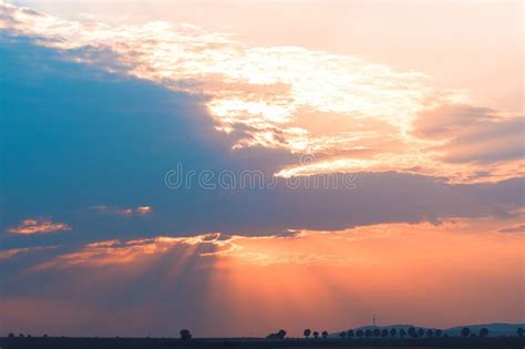 Moody Orange And Blue Sunset Stock Image Image Of Clouds Golden