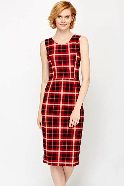 Red Checked Midi Dress Just 7