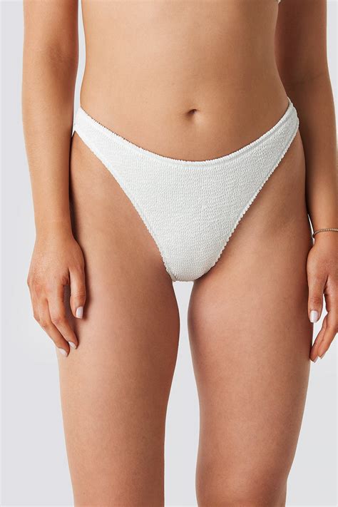 smocked high cut bikini panty white na