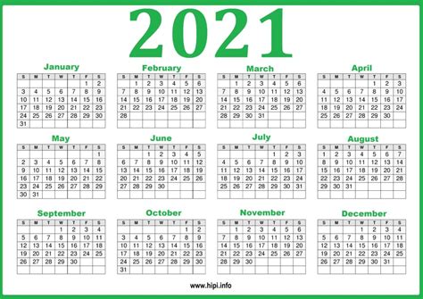 Free Printable 2021 Calendar Pink And Green