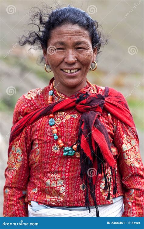 Smiling Tibetan Woman In Upper Dolpo Nepal Editorial Photo Image Of Accessories Asia 24664611