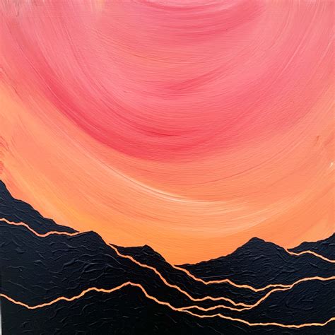 Mountain Sunset Ii Acrylic Painting By Camille Gerrick At Art Works