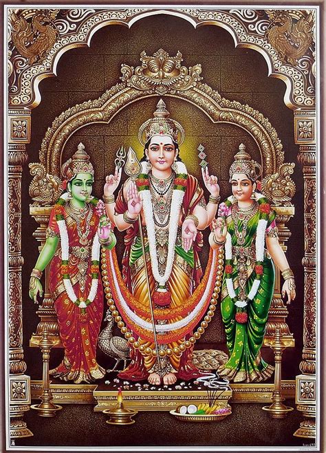 Lord Murugan With His 2 Consorts Devyani And Valli Hindu Hd Phone