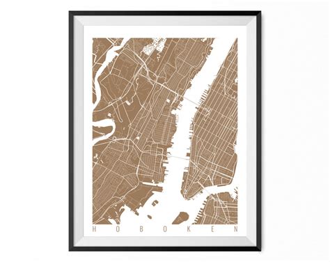 Hoboken Map Art Print Hoboken City Poster Hoboken Wall Art Etsy