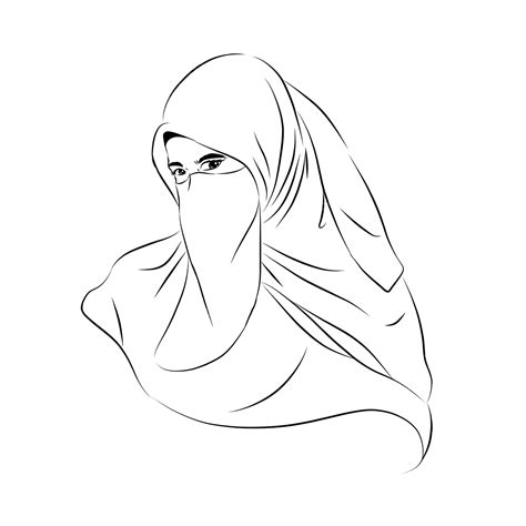 girl moeslim hijab veil line art character girl drawing character drawing hijab drawing png